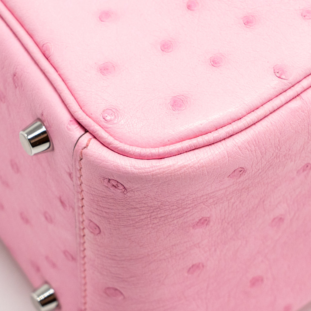 HERMES MINI LINDY OSTRICH ROSE BUBBLEGUM SHW