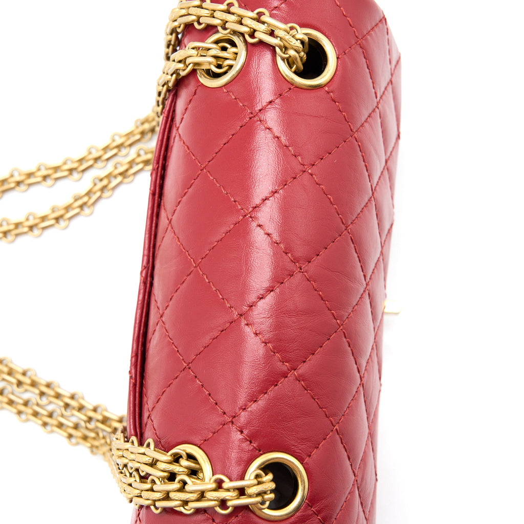 CHANEL MINI 2.55 AGED CALFSKIN RED BRUSHED GHW