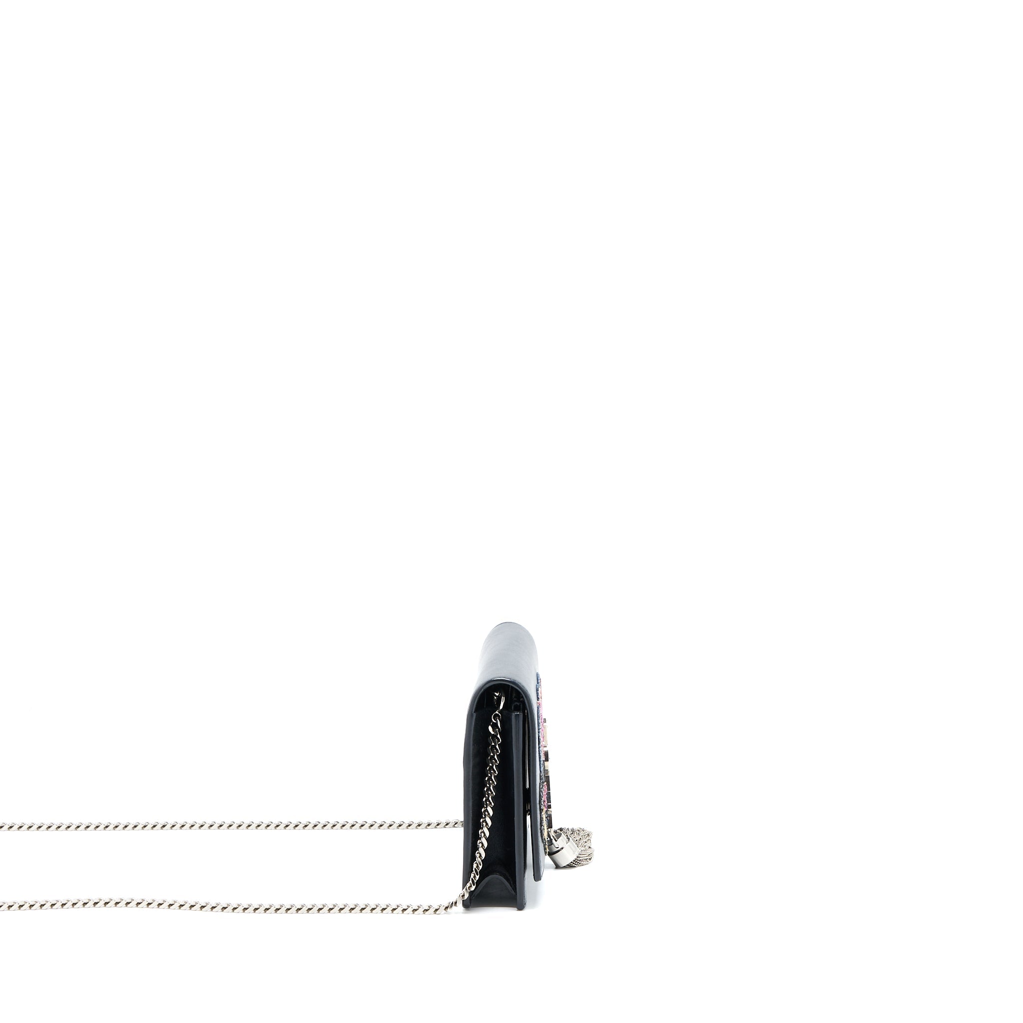 SAINT LAURENT/ YSL KATE SMALL CHAIN WALLET WITH TASSEL BLACK/MULTICOLOUR LIMITED EDITION GHW