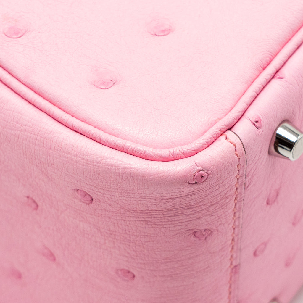 HERMES MINI LINDY OSTRICH ROSE BUBBLEGUM SHW