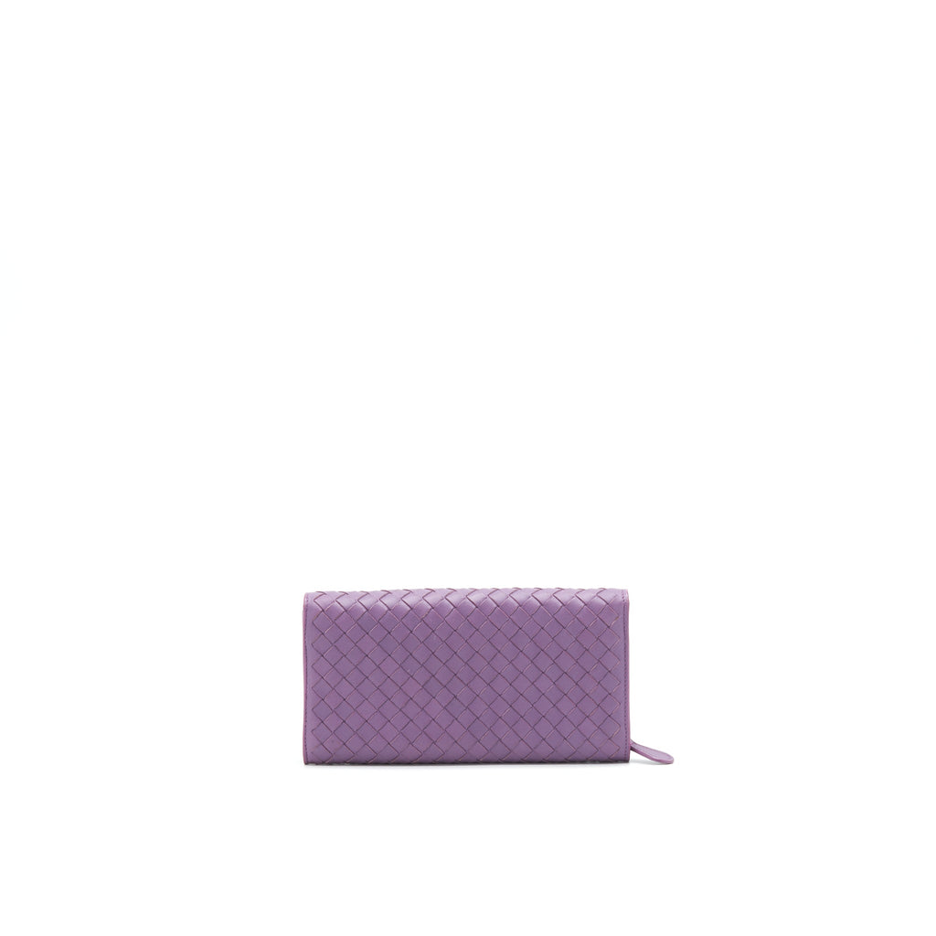 BOTTEGA VENETA LEATHER SMALL COMPACT AND LONG WALLET IN PURPLE SELL IN A SET