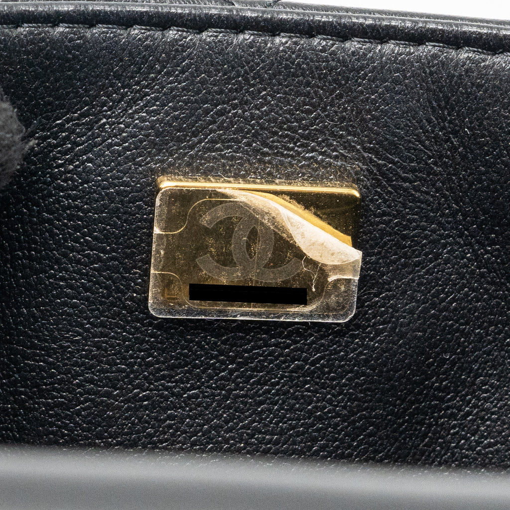 CHANEL MINI SQUARE FLAP BAG LAMBSKIN BLACK GHW (MICROCHIP)