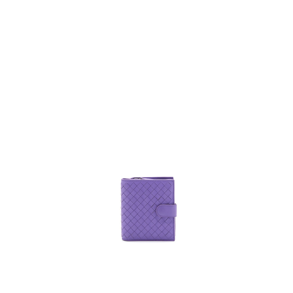 BOTTEGA VENETA LEATHER SMALL COMPACT AND LONG WALLET IN PURPLE SELL IN A SET