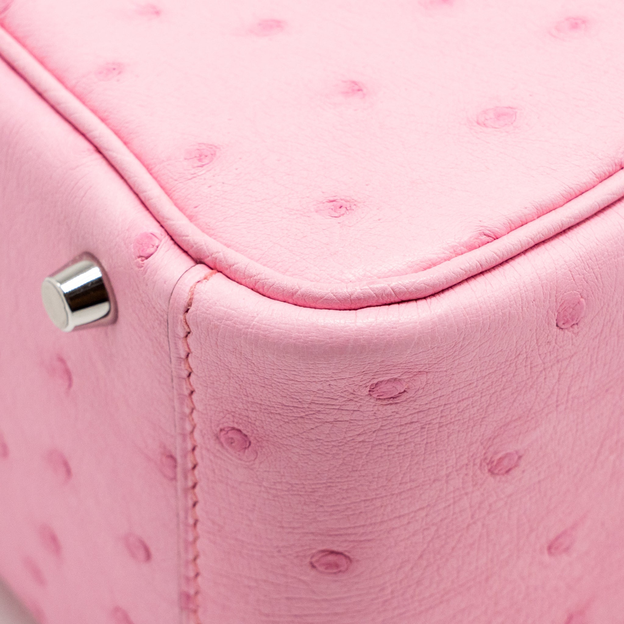 HERMES MINI LINDY OSTRICH ROSE BUBBLEGUM SHW