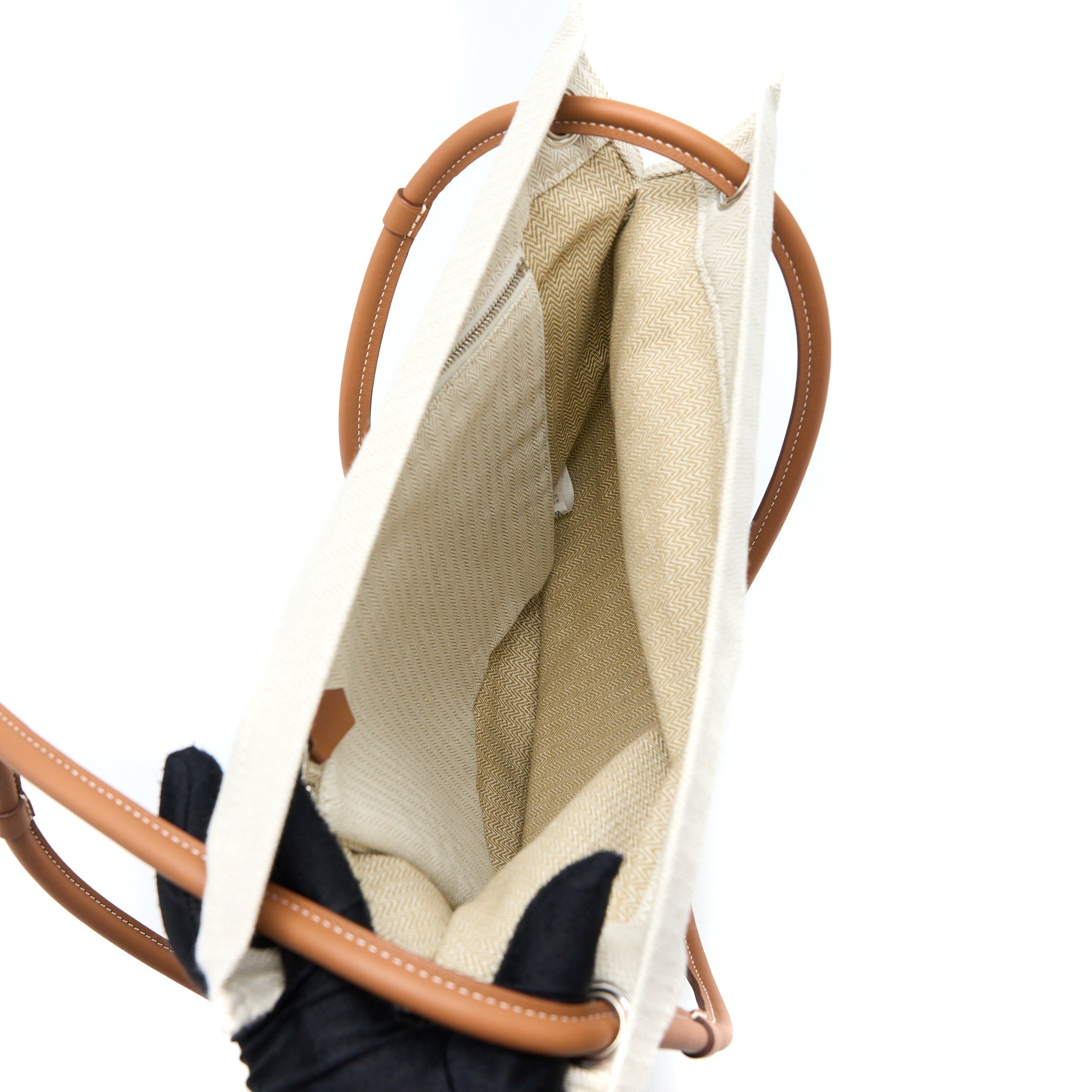 HERMES ALINE GROOMING BAG CANVAS/SWIFT BEIGE SHW