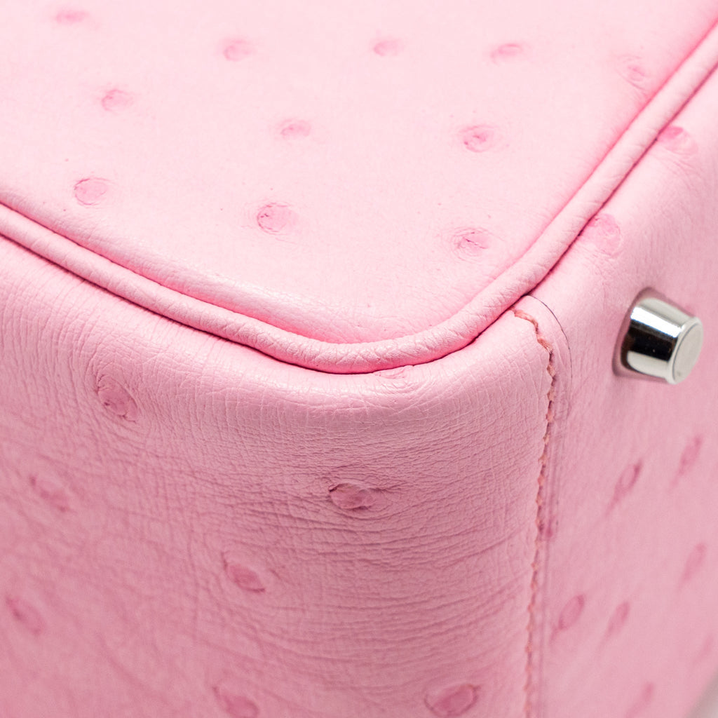 HERMES MINI LINDY OSTRICH ROSE BUBBLEGUM SHW