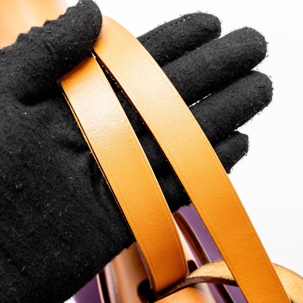 HERMES HERBAG 31 ZIP BAG CANVAS/HUNTER LEATHER PURPLE SHW