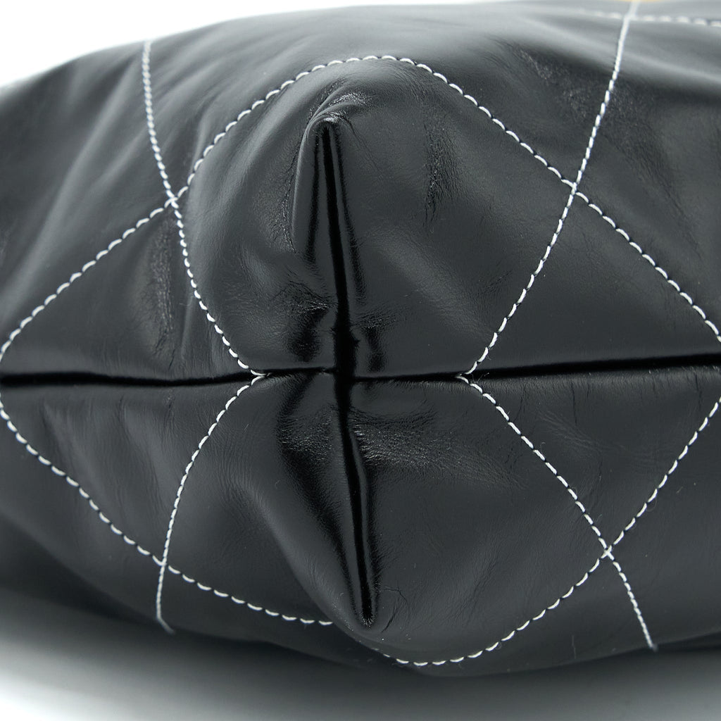 CHANEL SMALL 22 BAG SHINY CALFSKIN BLACK GHW (MICROCHIP)