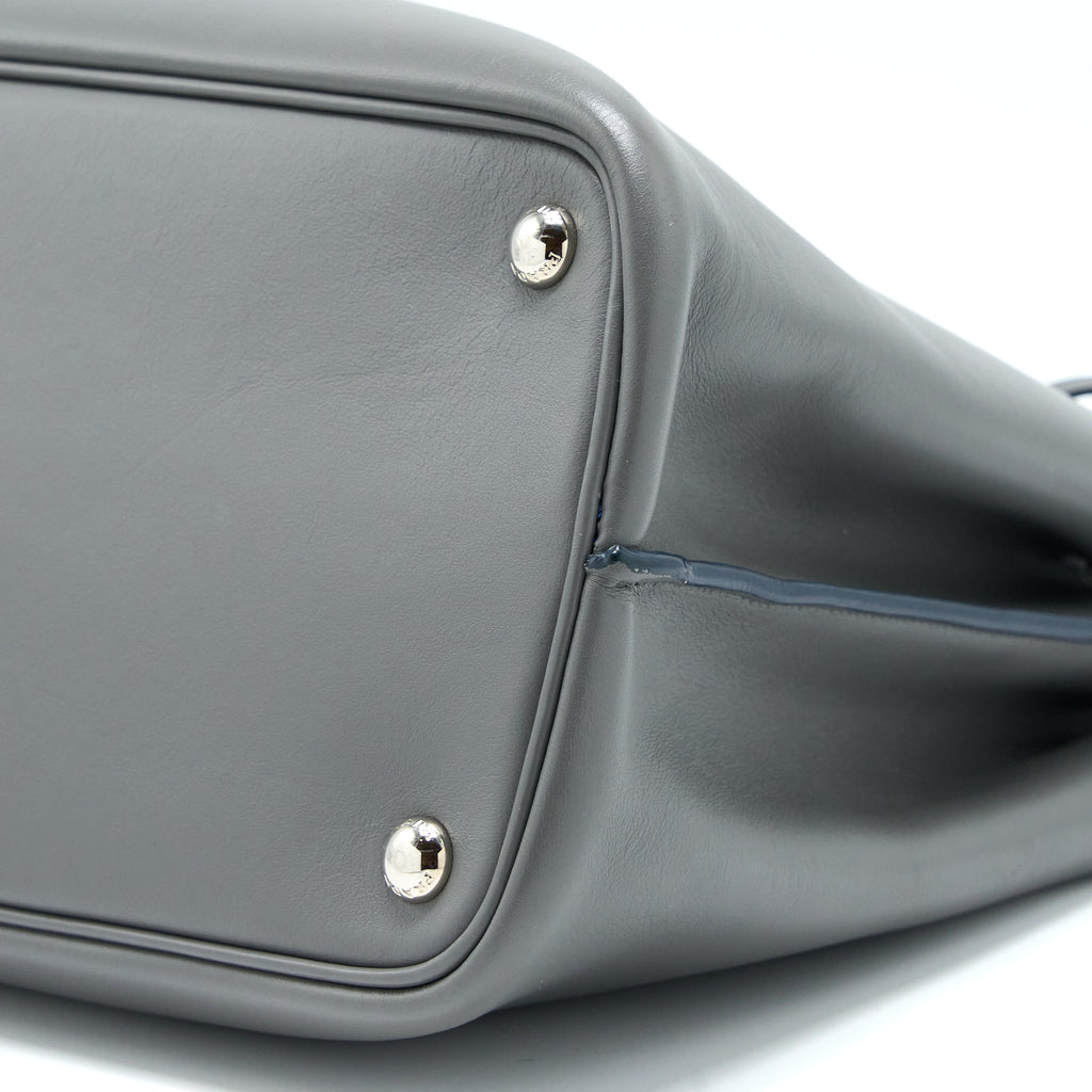 PRADA SHOPPING TOTE BAG SOFT CALFSKIN GREY SHW