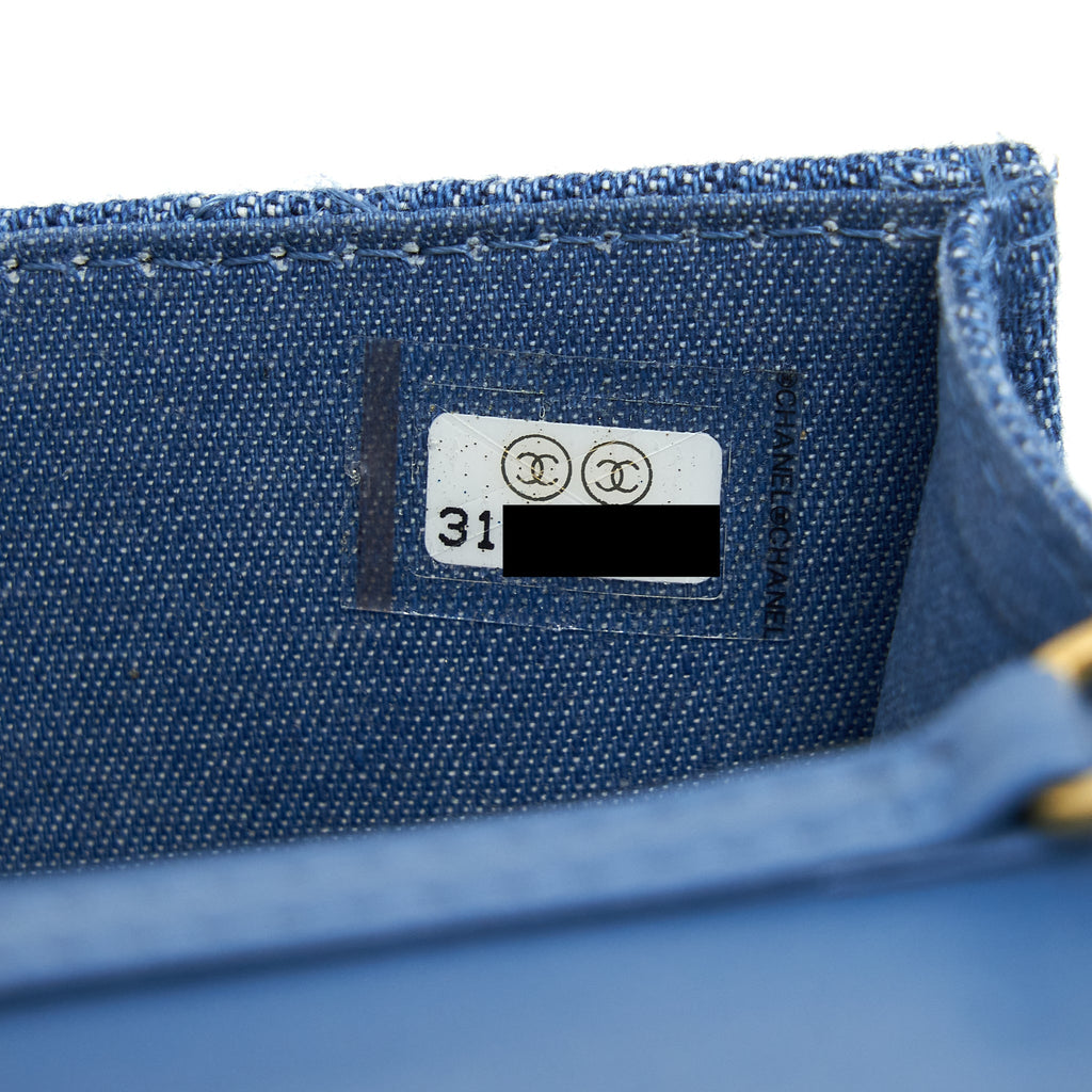 CHANEL PEARL CRUSH DENIM MINI FLAP BELT BAG GHW