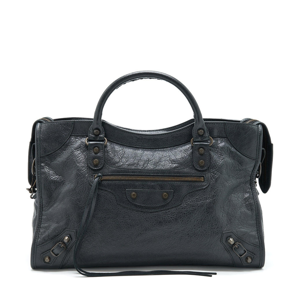 BALENCIAGA CLASSIC CITY BAG BLACK WITH RUTHENIUM HARDWARE