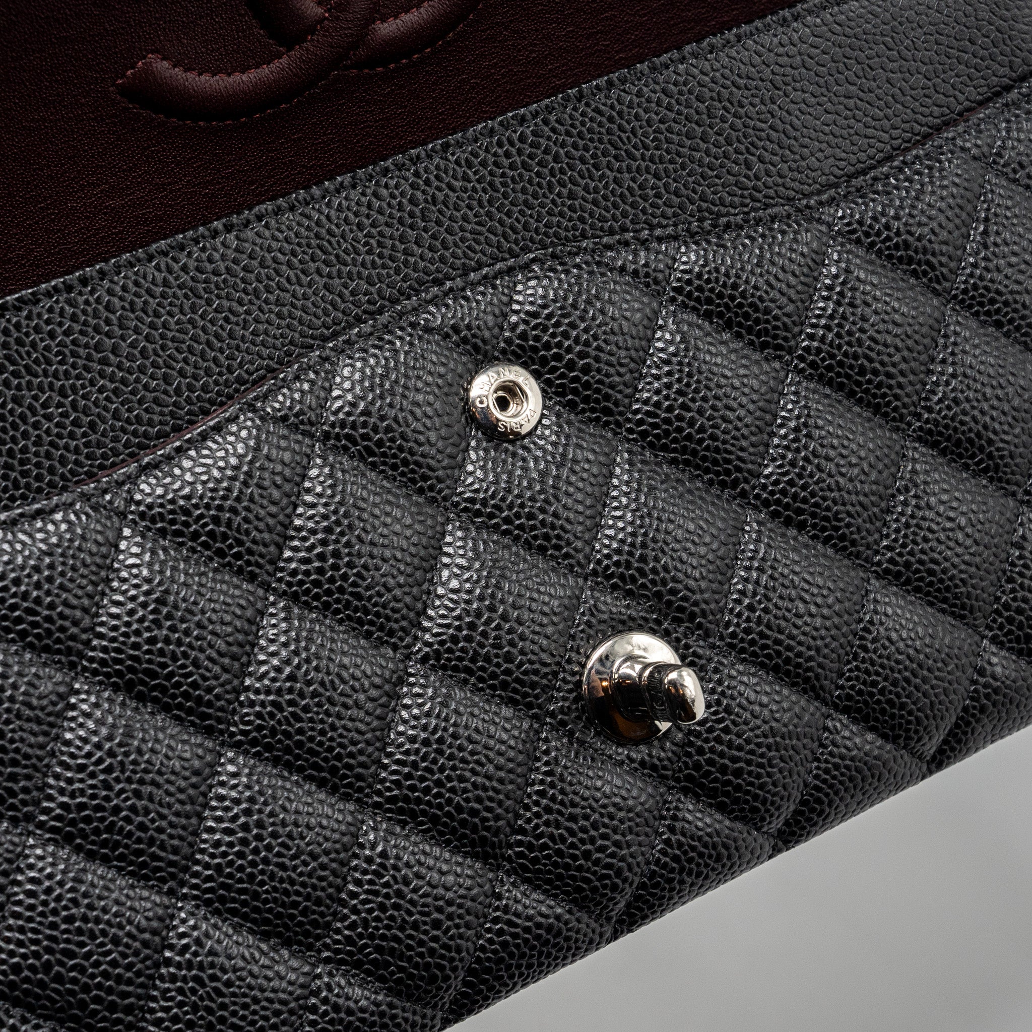CHANEL MEDIUM CLASSIC DOUBLE FLAP BAG CAVIAR BLACK SHW