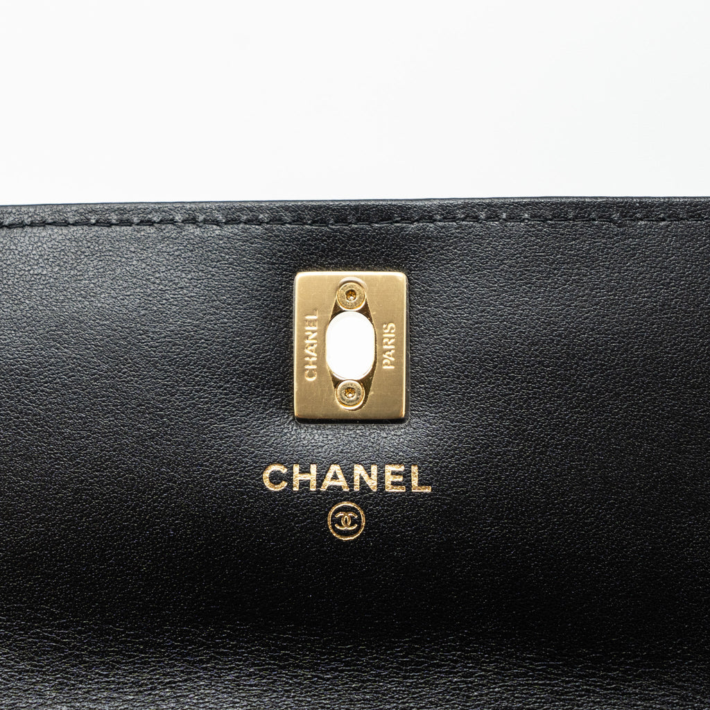 CHANEL 23S WALLET ON CHAIN WITH BAG CHARM CAVIAR BLACK GHW(MICROCHIP)