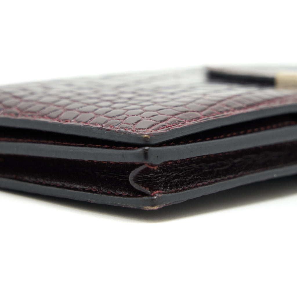 HERMES ALLIGATOR BEARN WALLET DARK RED SHW