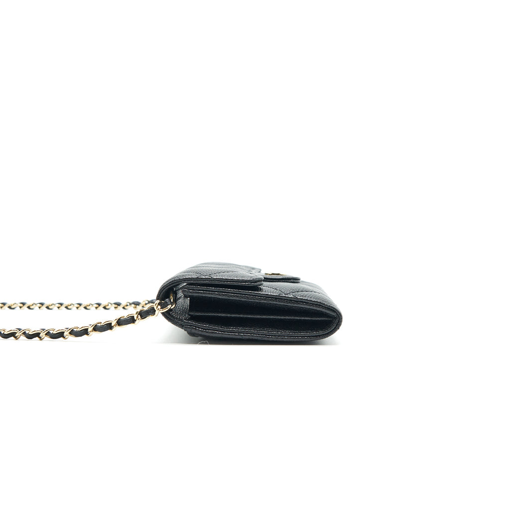 CHANEL CLASSIC CARD HOLDER WITH CHAIN BLACK LGHW SERIAL 30
