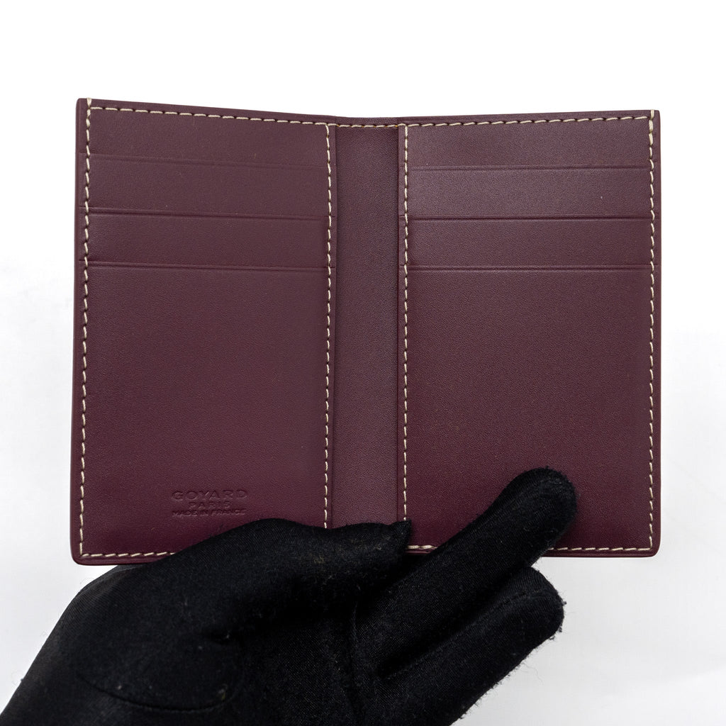 GOYARD SAINT PIERRE CARD WALLET CANVAS/ CALFSKIN BURGUNDY