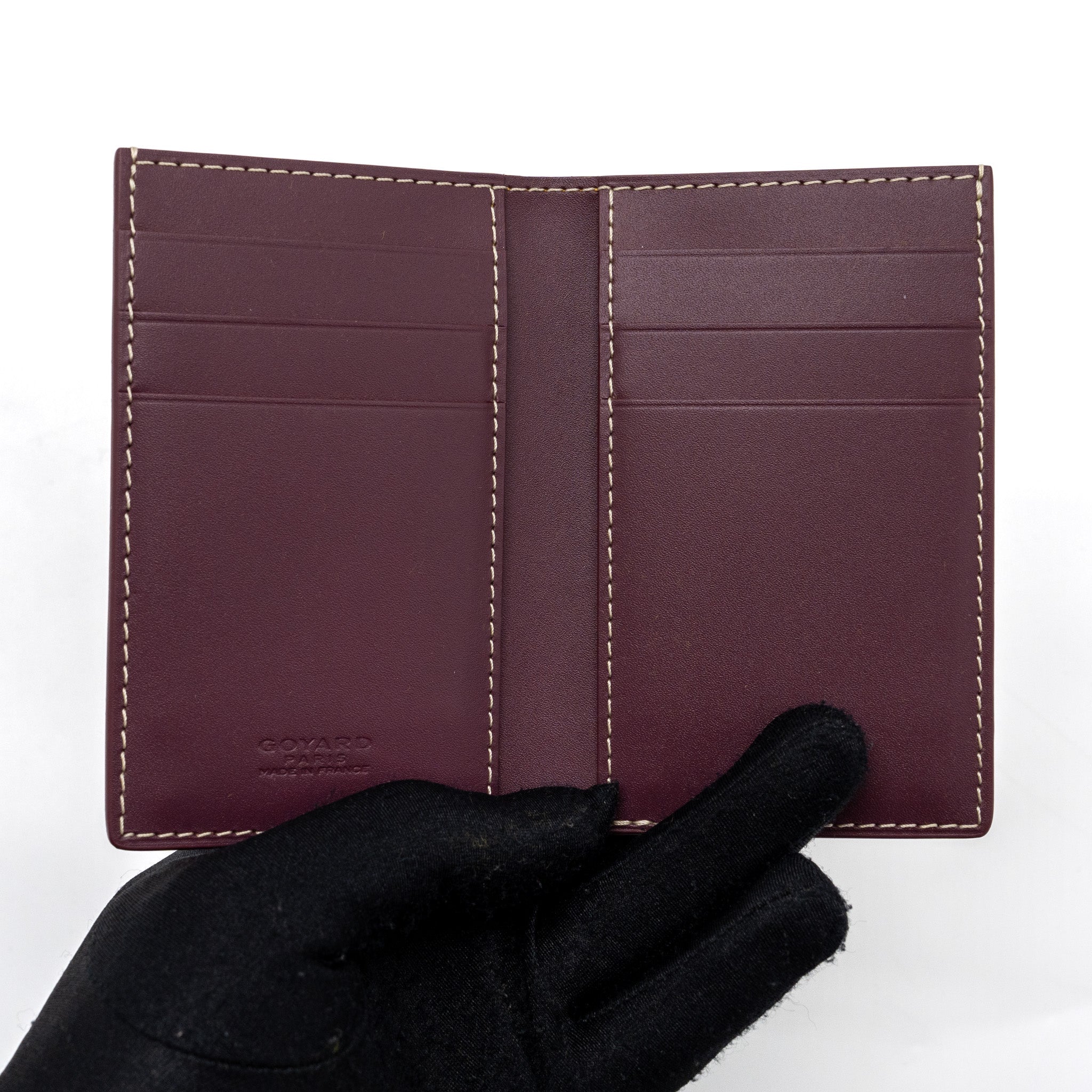 GOYARD SAINT PIERRE CARD WALLET CANVAS/ CALFSKIN BURGUNDY
