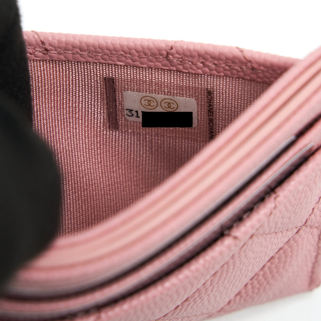 CHANEL CLASSIC CARD HOLDER CAVIAR PINK LGHW