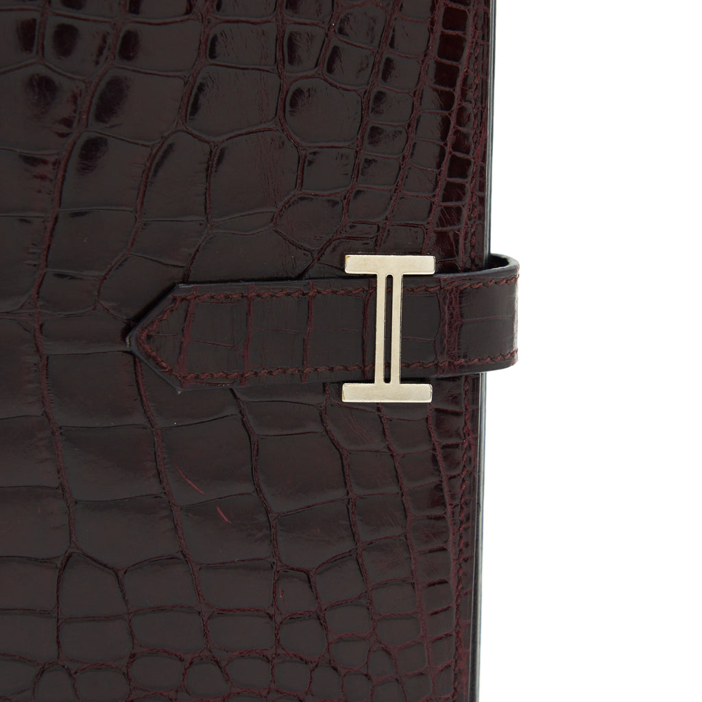 HERMES ALLIGATOR BEARN WALLET DARK RED SHW