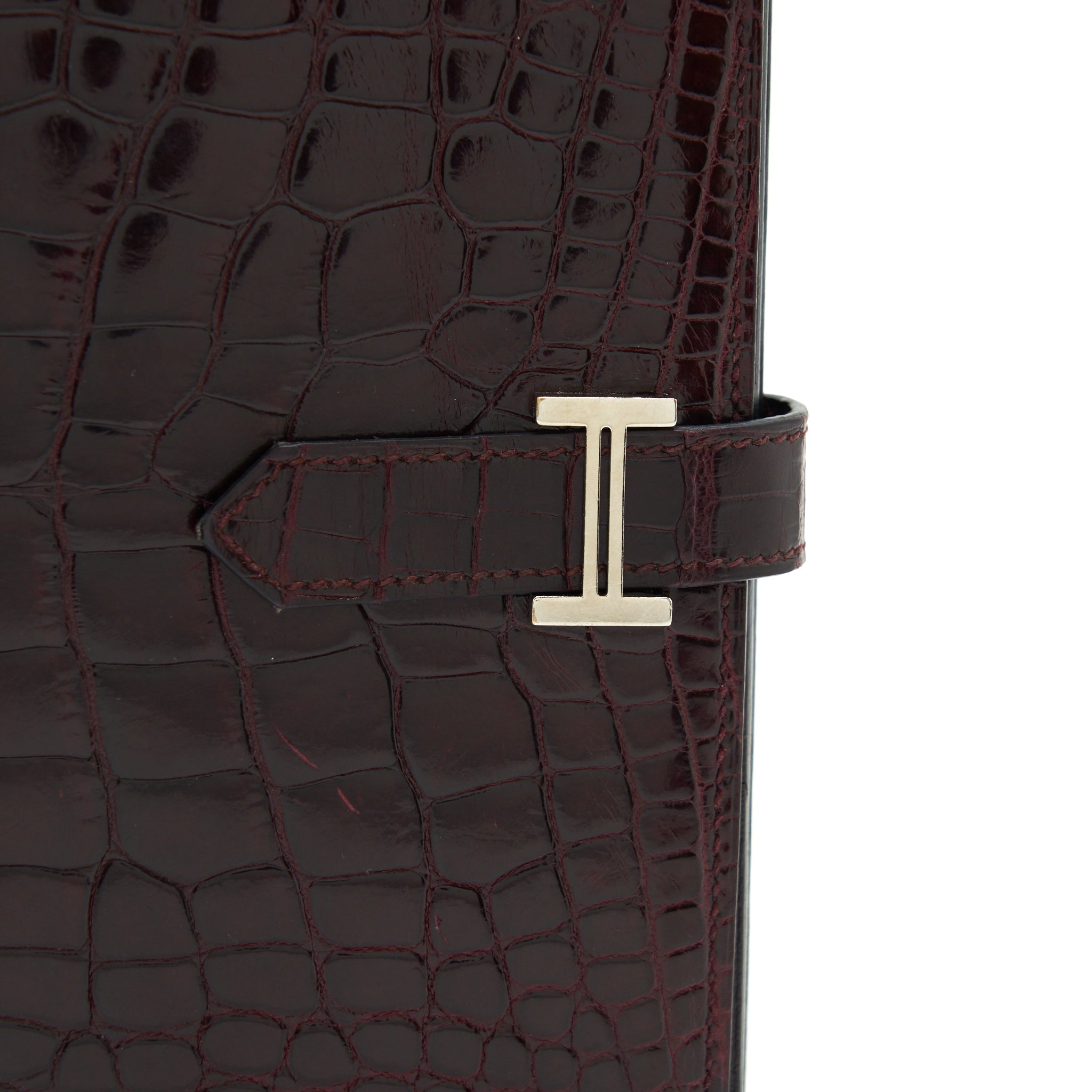 HERMES ALLIGATOR BEARN WALLET DARK RED SHW
