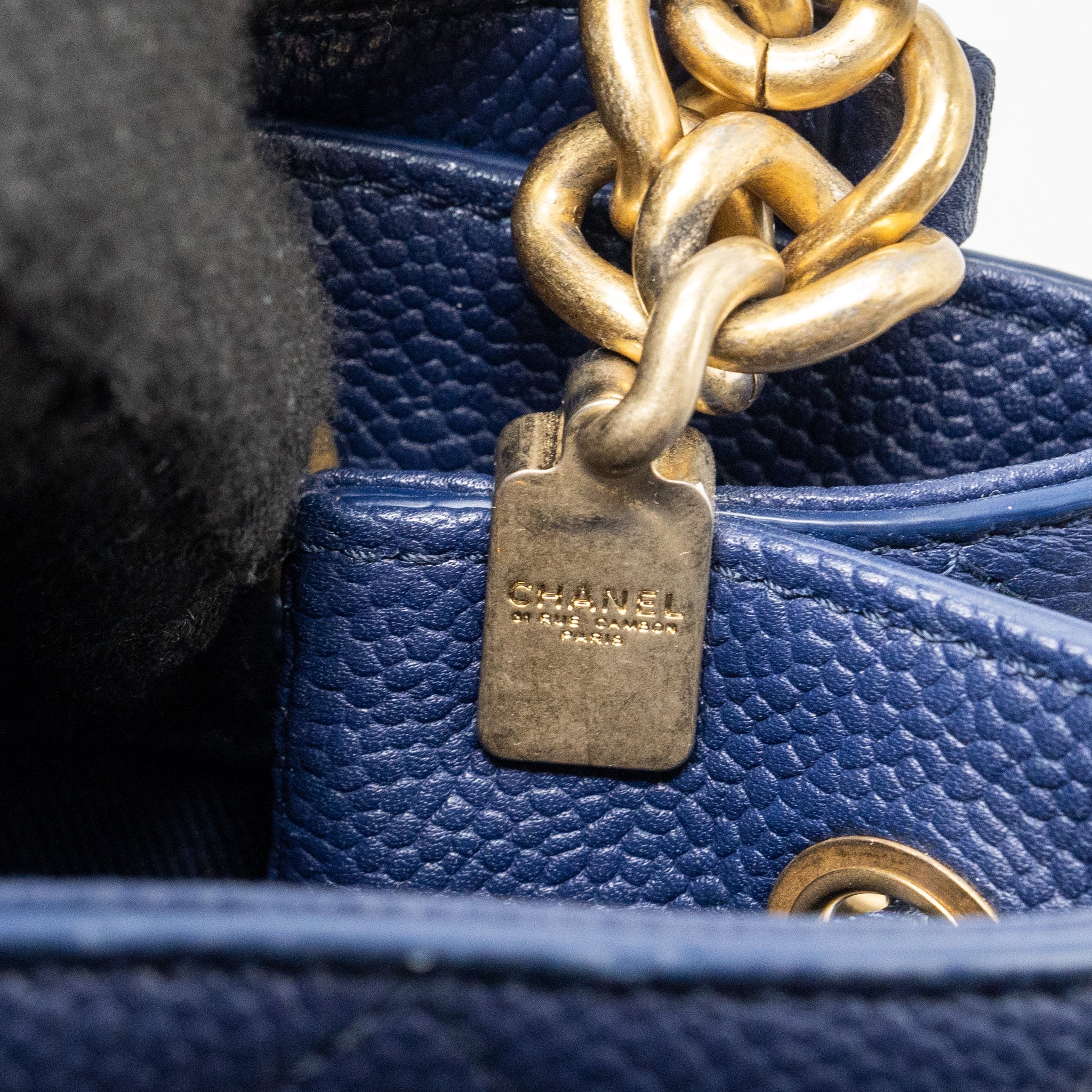 CHANEL TOP HANDLE DRAWSTRING BUCKET BAG CAVIAR NAVY GHW