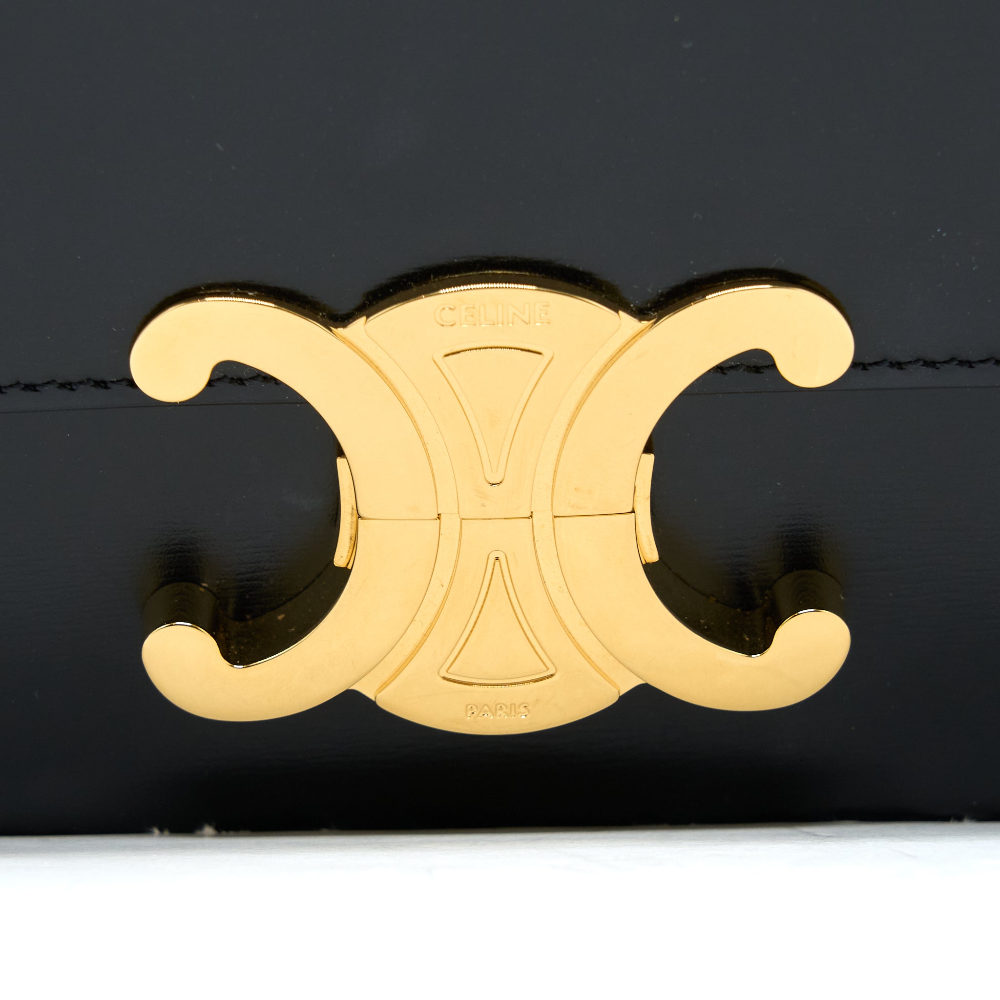 CELINE TRIOMPHE SHOULDER BAG CALFSKIN BLACK GHW