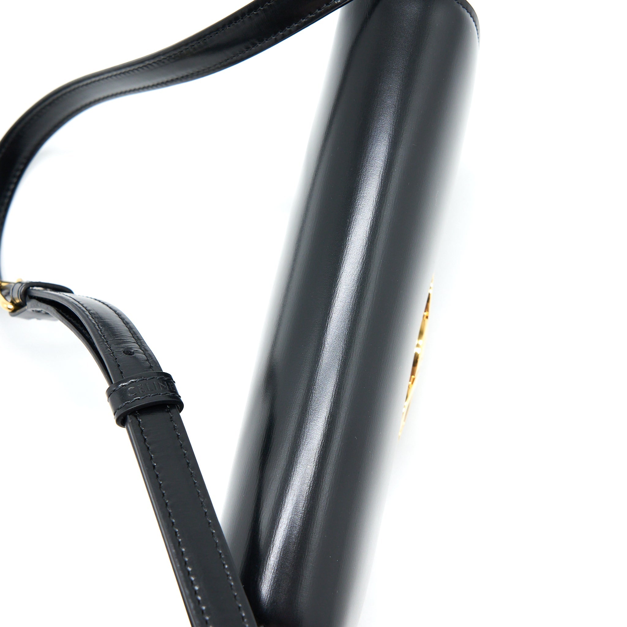 CELINE TRIOMPHE SHOULDER BAG CALFSKIN BLACK GHW