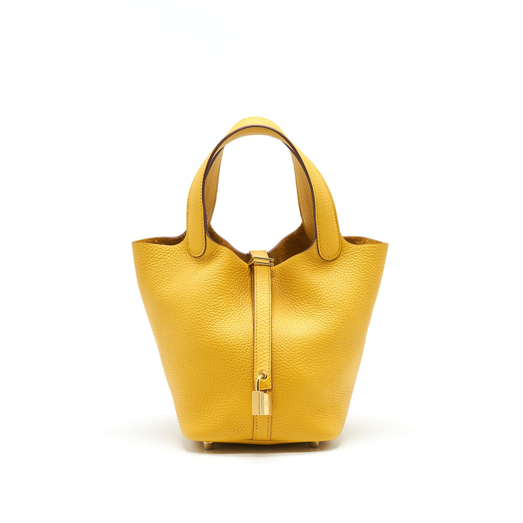 HERMES PICOTIN 18 LOCK BAG 9D JAUNE AMBR GHW