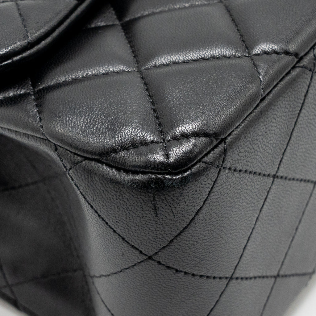 CHANEL JUMBO CLASSIC DOUBLE FLAP BAG LAMBSKIN BLACK GHW