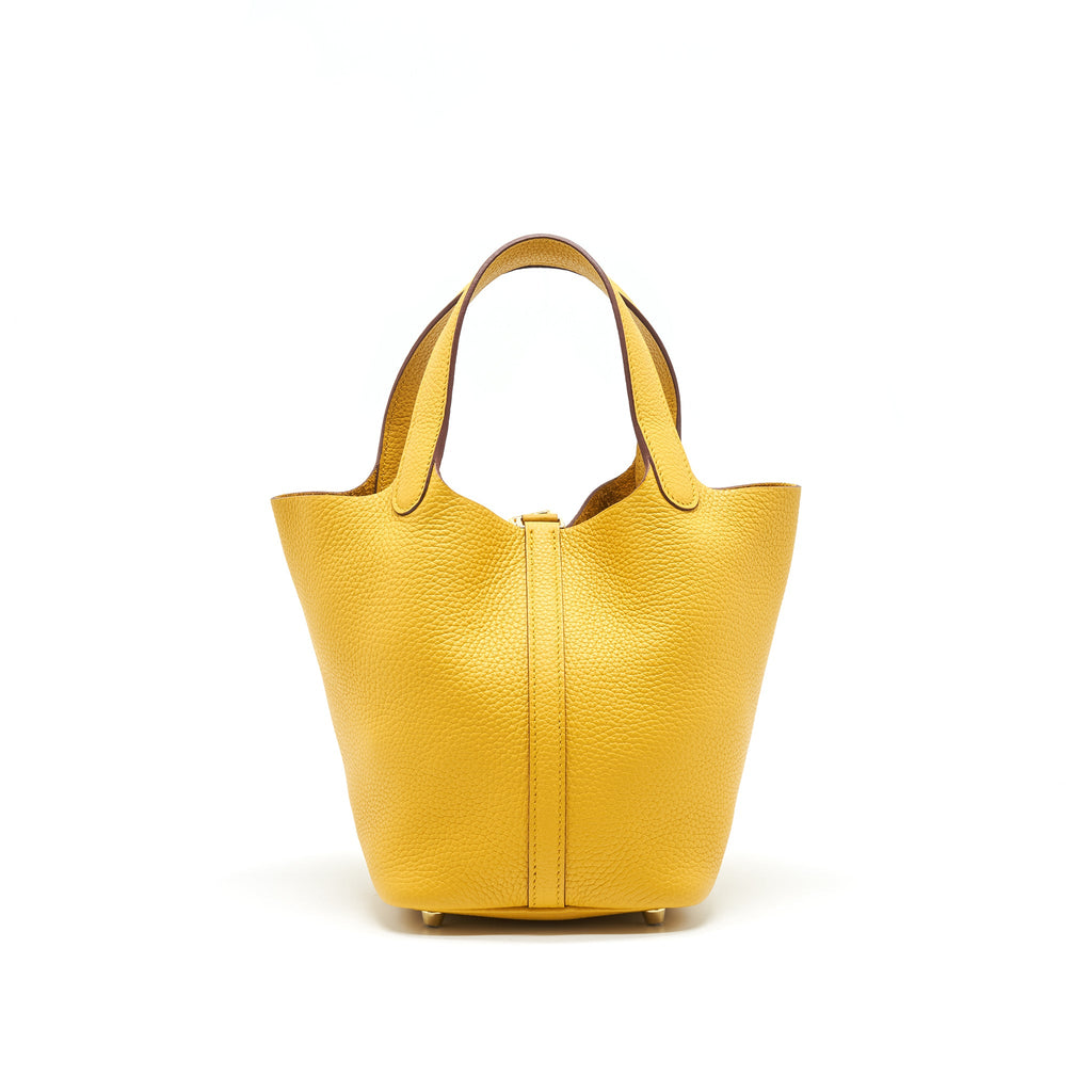 HERMES PICOTIN 18 LOCK BAG 9D JAUNE AMBR GHW