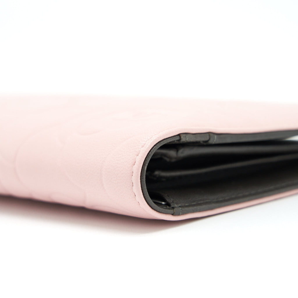 CHANEL CAMELLIA LONG WALLET LAMBSKIN LIGHT PINK/DARK BROWN SHW