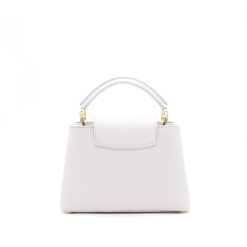 LOUIS VUITTON CAPUCINES BB BRUME GREY GOLD HARWARE WITH ABALONE-SHELL