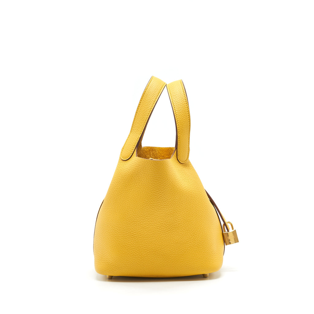 HERMES PICOTIN 18 LOCK BAG 9D JAUNE AMBR GHW