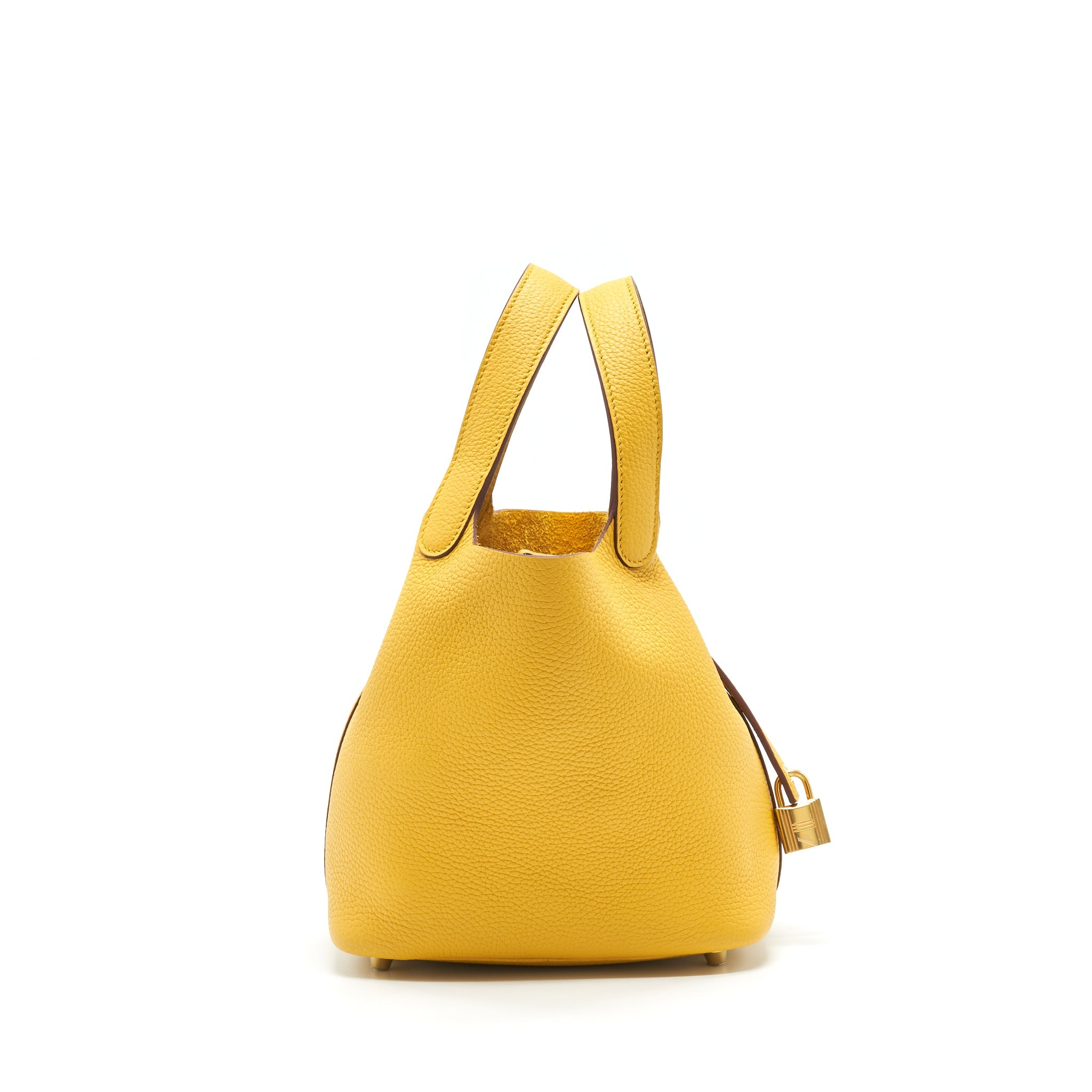 HERMES PICOTIN 18 LOCK BAG 9D JAUNE AMBR GHW