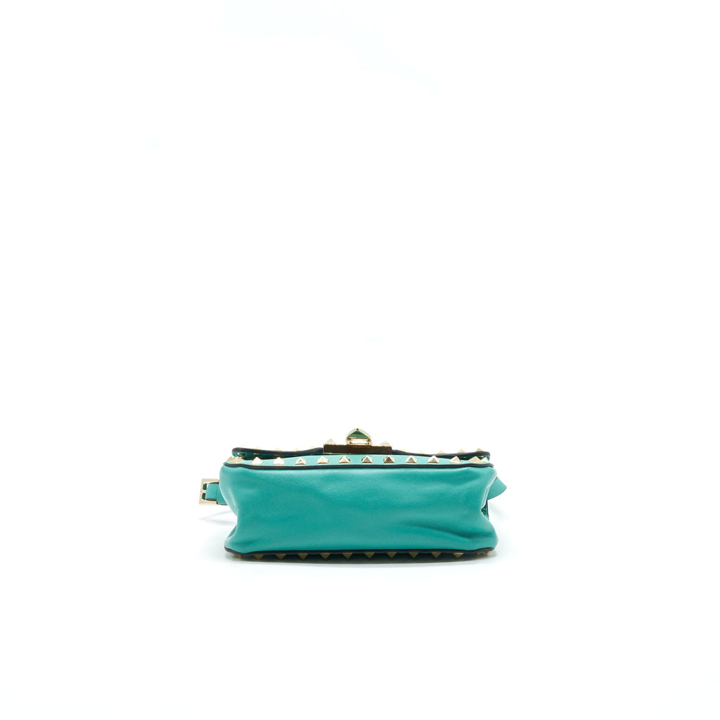 VALENTINO SMALL ROCKSTUD CROSSBODY FLAP BAG GREEN