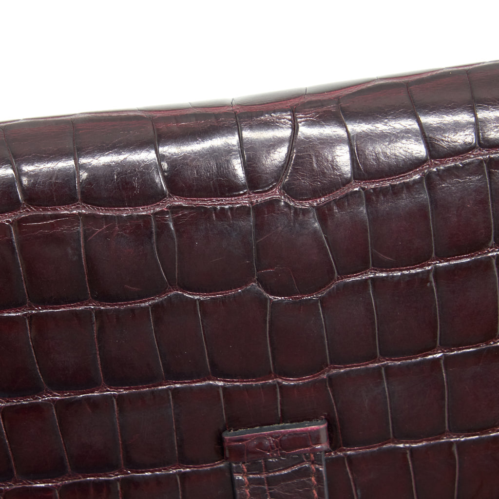 HERMES ALLIGATOR BEARN WALLET DARK RED SHW