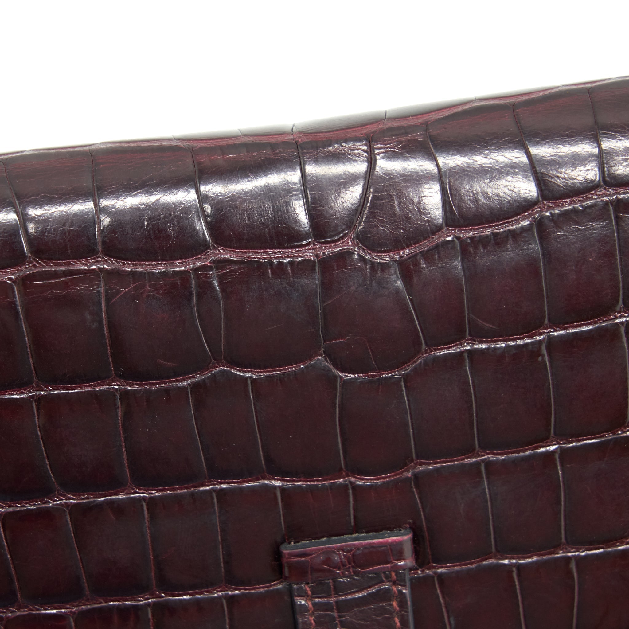 HERMES ALLIGATOR BEARN WALLET DARK RED SHW