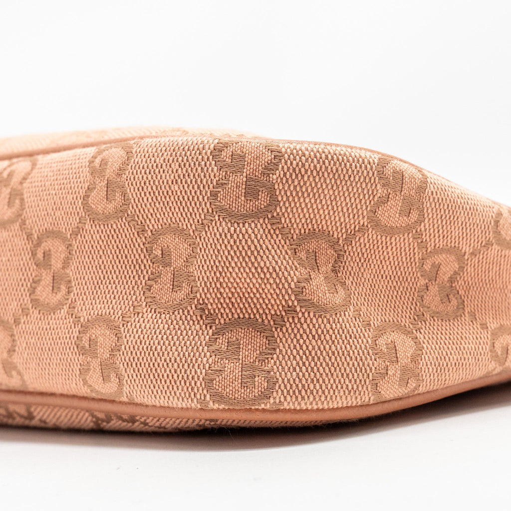 GUCCI SMALL OPHIDIA HOBO BAG GG SUPREME CANVAS PINK LGHW