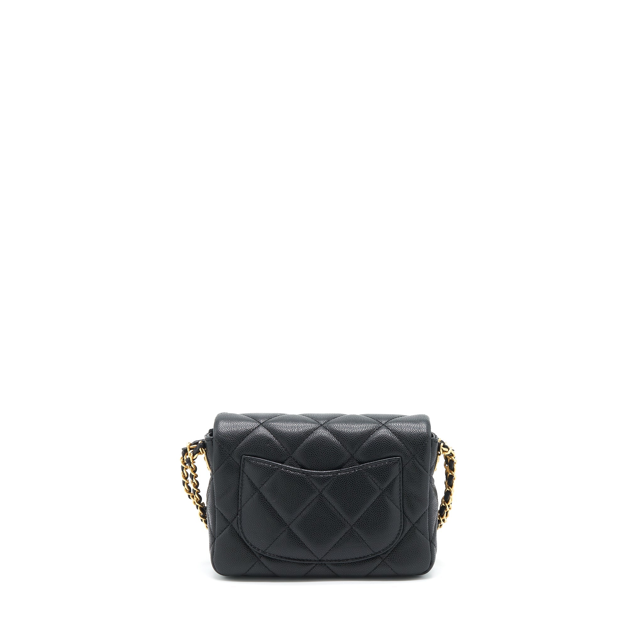CHANEL 22A SMALL FLAP BAG CAVIAR BLACK BRUSHED GHW (MICROCHIP)
