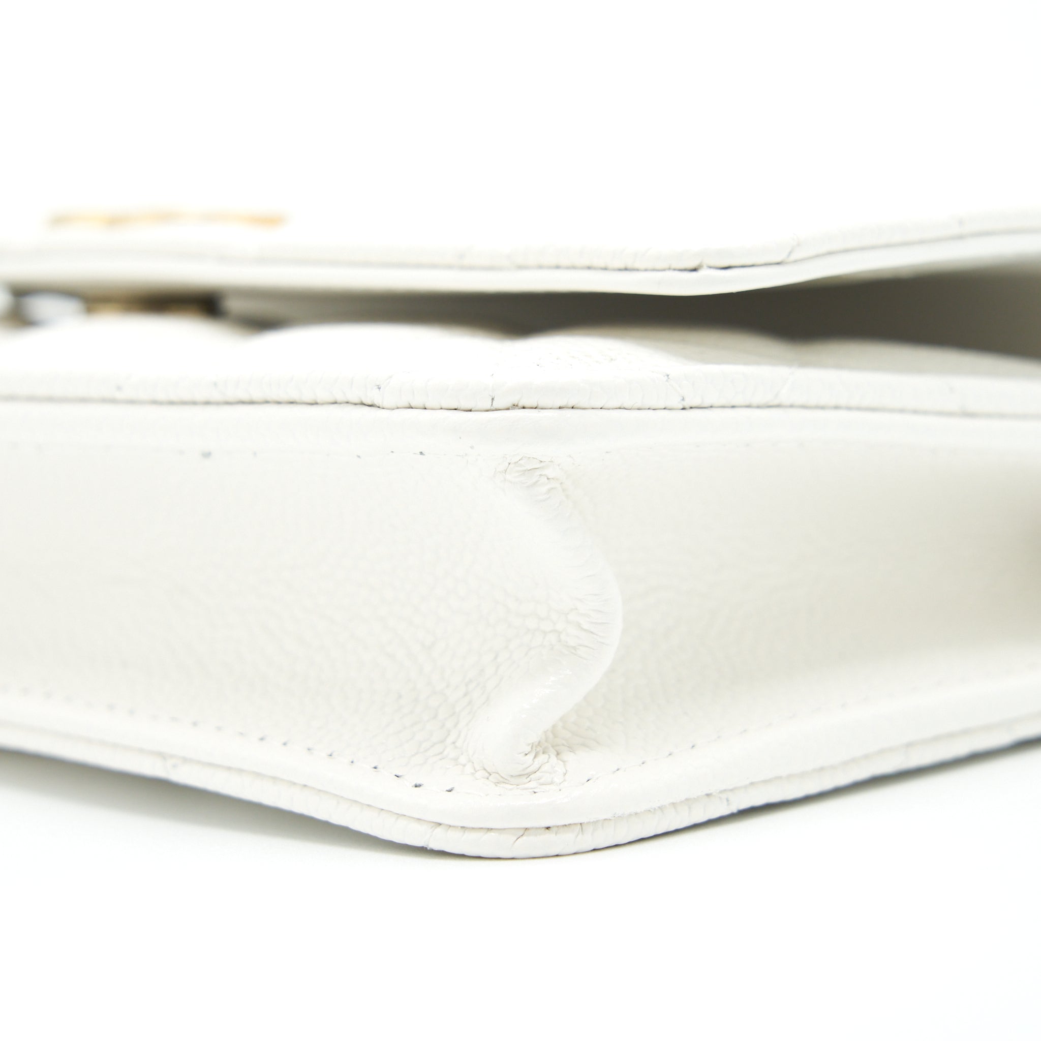 CHANEL 22S LOGO TOP HANDLE WALLET ON CHAIN CAVIAR WHITE GHW