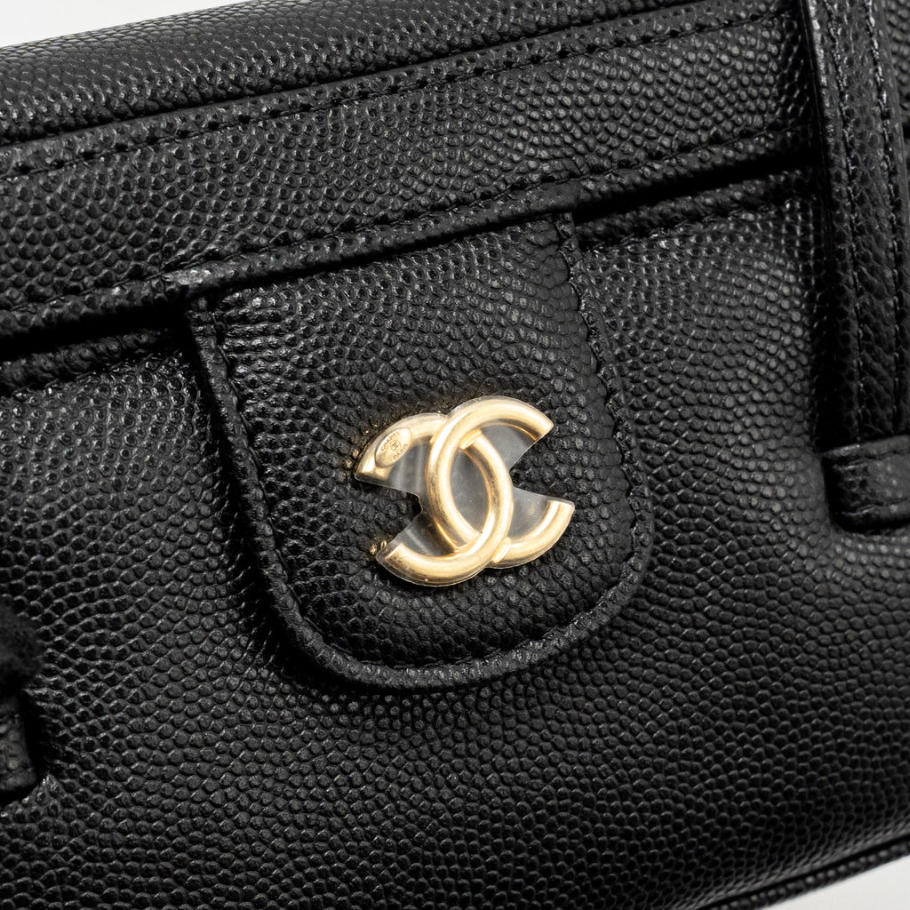 CHANEL 26P PREPPY COCO MINI VANITY SHOULDER BAG CAVIAR BLACK GHW (MICROCHIP)