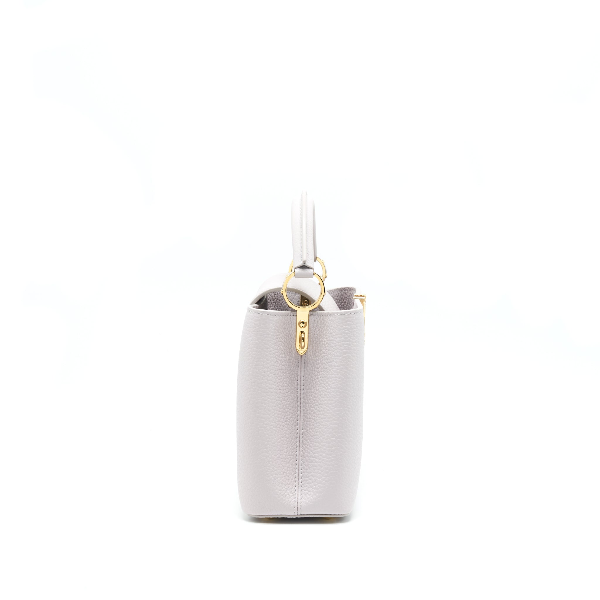LOUIS VUITTON CAPUCINES BB BRUME GREY GOLD HARWARE WITH ABALONE-SHELL