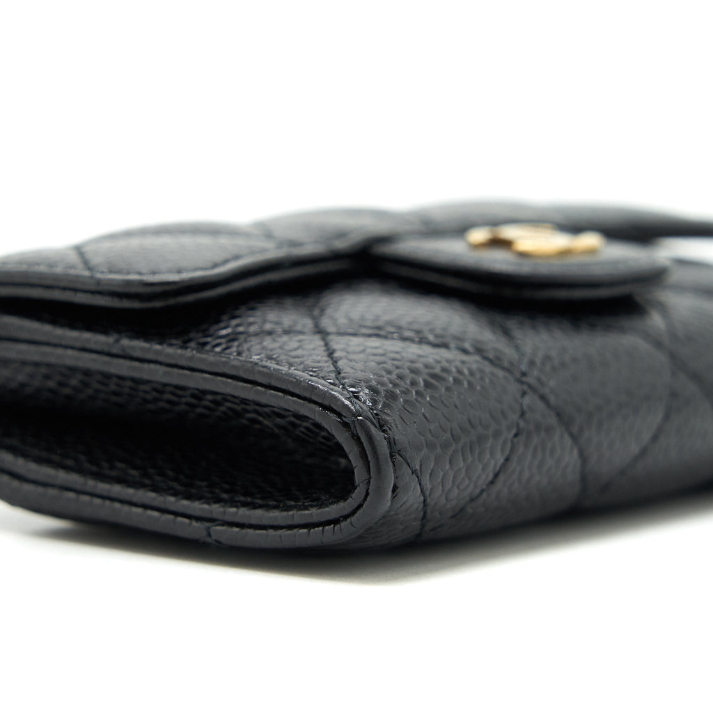 CHANEL CLASSIC FLAP CARD HOLDER CAVIAR BLACK GHW