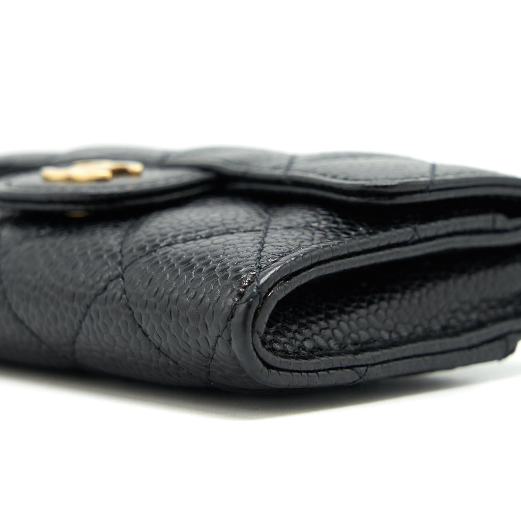 CHANEL CLASSIC FLAP CARD HOLDER CAVIAR BLACK GHW