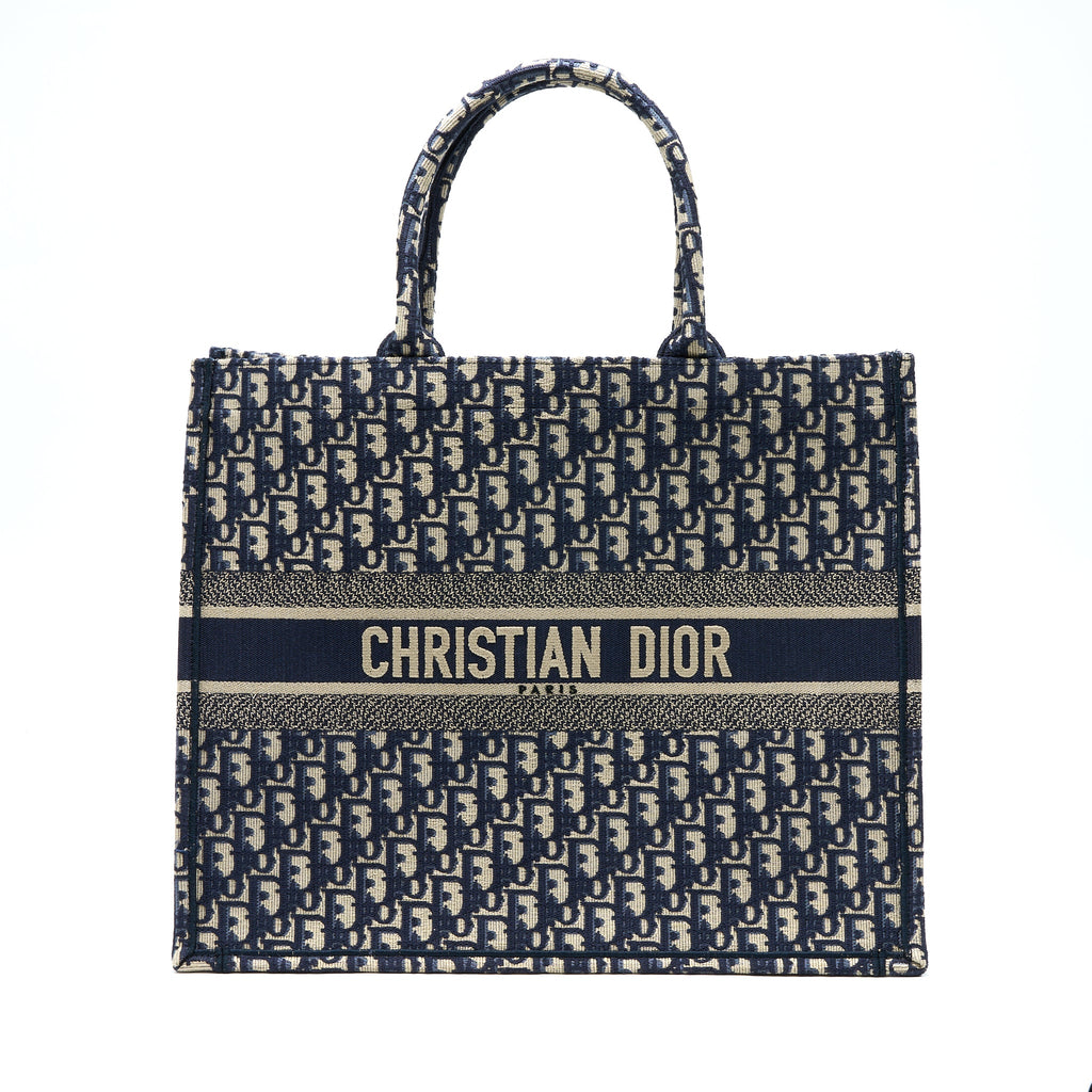 DIOR LARGE BOOK TOTE BLUE OBLIQUE JACQUARD