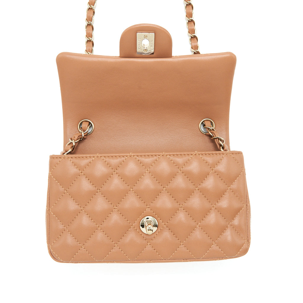 CHANEL 22S MINI RECTANGULAR BAG LAMBSKIN CARAMEL LGHW