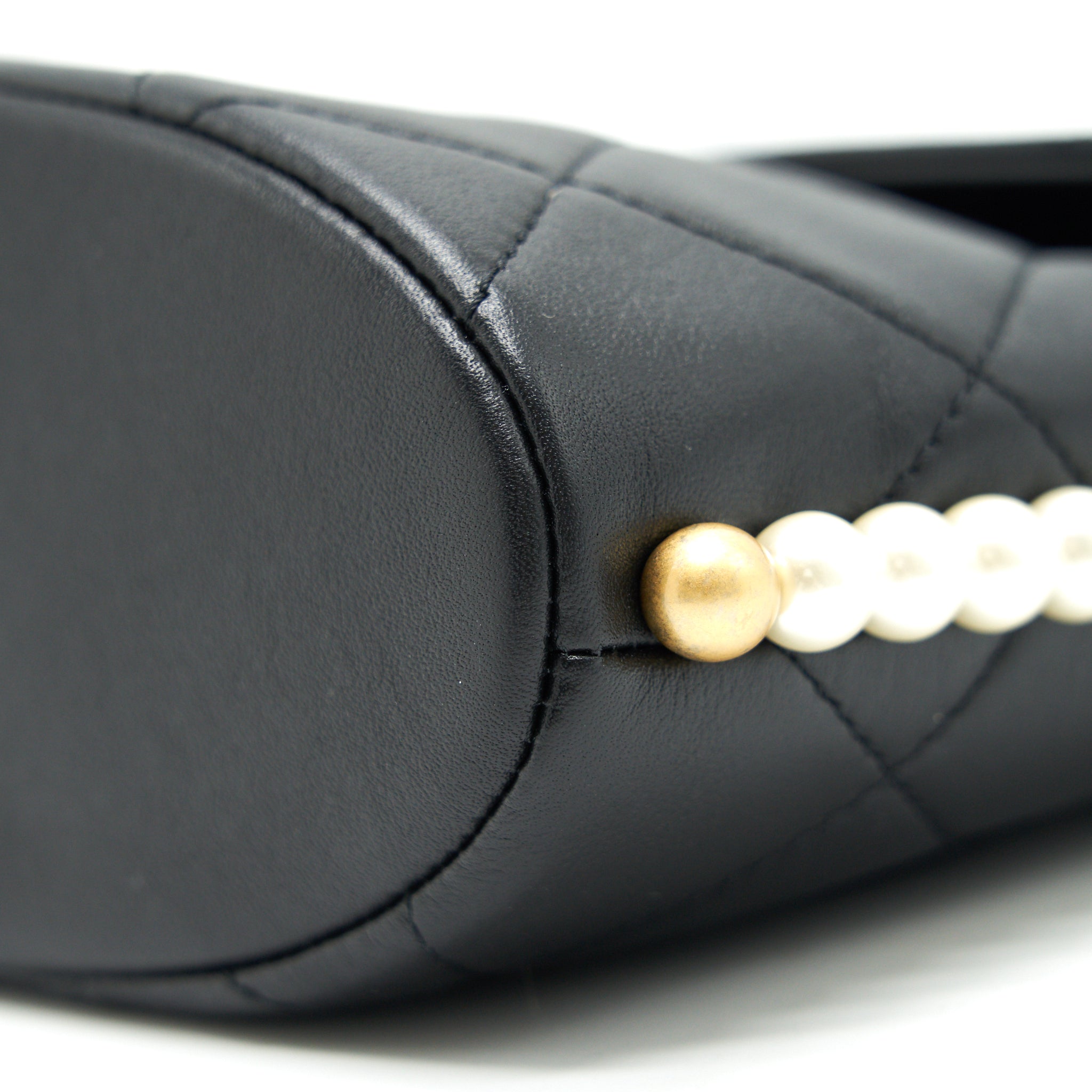 CHANEL SMALL HOBO BAG WITH PEARLS BLACK CALFSKIN GHW