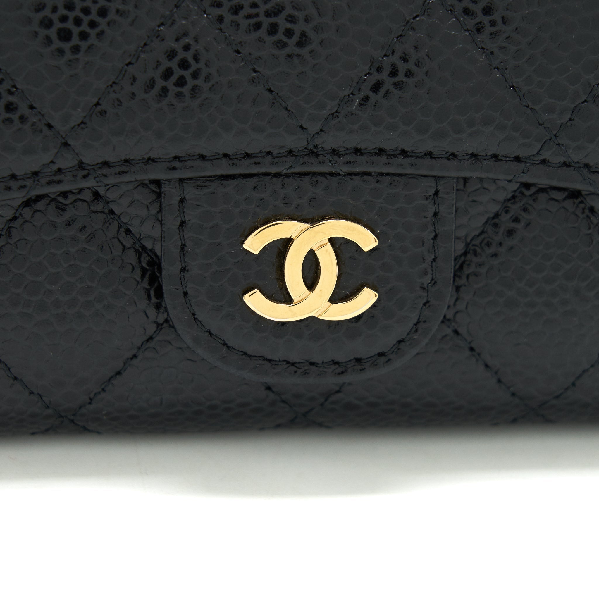 CHANEL CLASSIC FLAP CARD HOLDER CAVIAR BLACK GHW