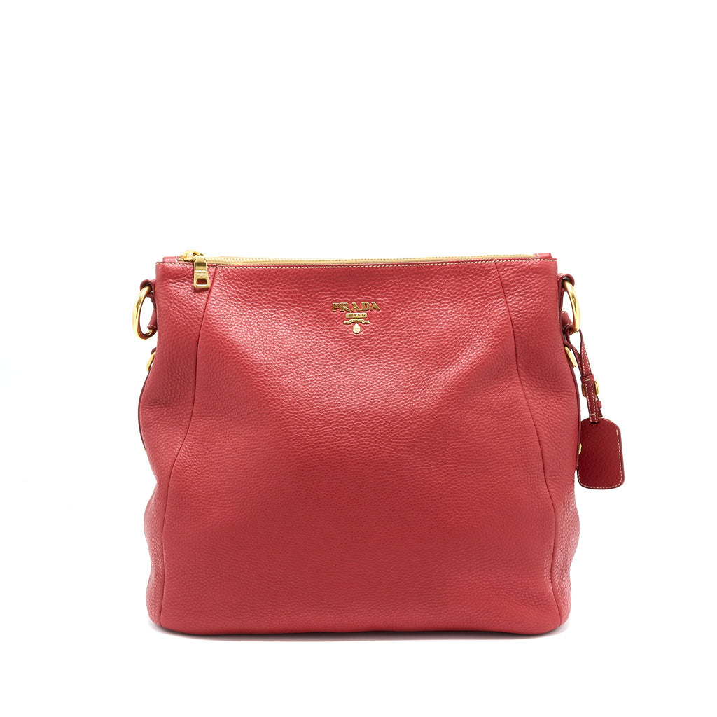 PRADA VITELLO DAINO BAG CALFSKIN RED GHW