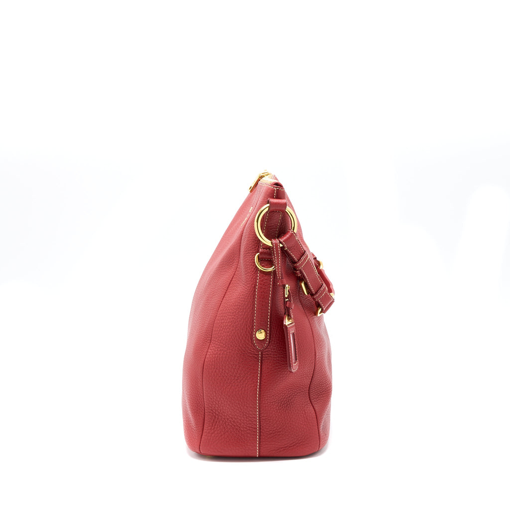 PRADA VITELLO DAINO BAG CALFSKIN RED GHW